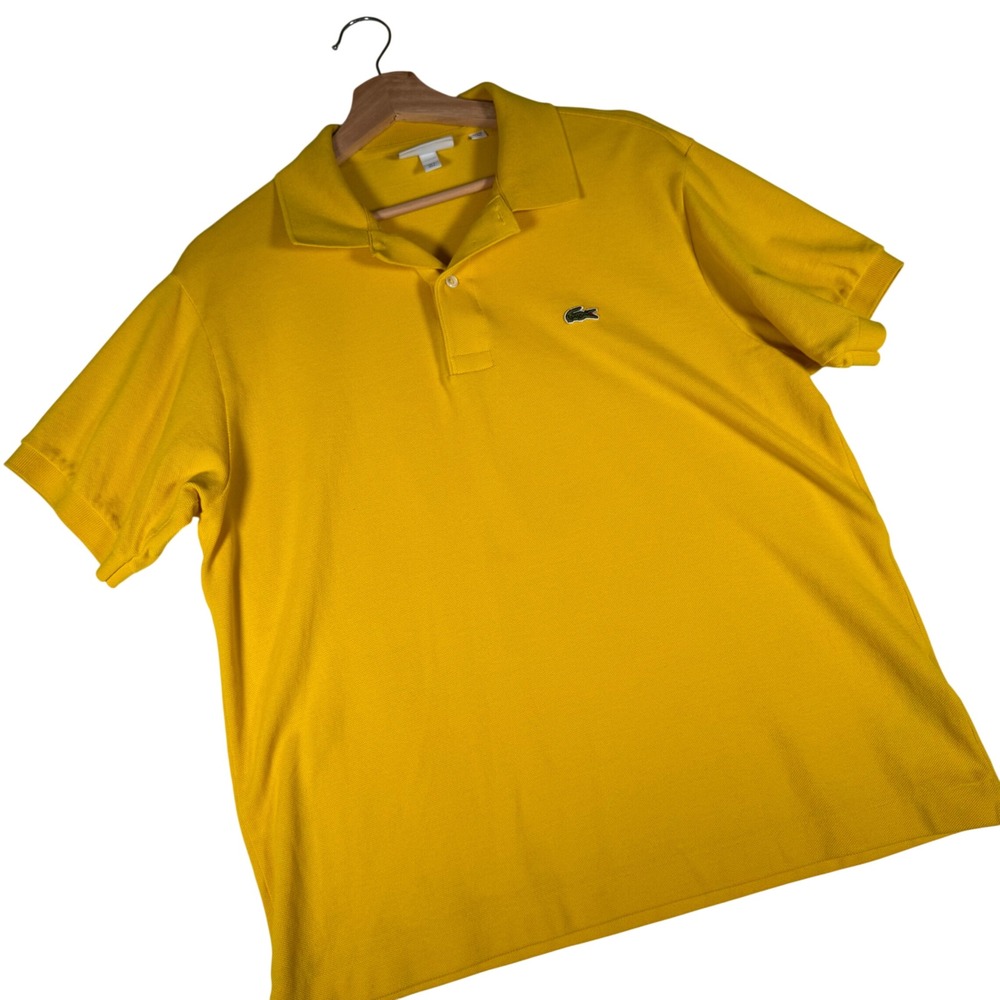 Lacoste L1212 Classic Fit Pique Polo Shirt Yellow Mens US L FR 5 | Old Money